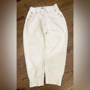 10 Crosby Derek Lam Women’s White With Gold Buttons Sweatpants